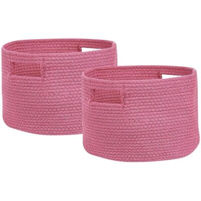 Set de 2 paniers en coton rose Beliani - Paniers de rangement - Publicité Set de 2 paniers en coton rose Beliani - Paniers de rangement - Publicité