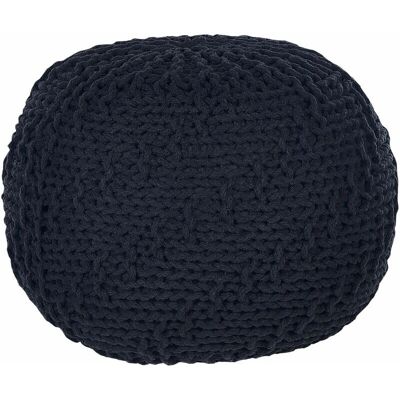 Beliani Banqueta Puf Negra 50 x 35 cm Algodón Tricotado EPS - Asiento Pequeño Beliani Banqueta Puf Negra 50 x 35 cm Algodón Tricotado EPS - Asiento Pequeño