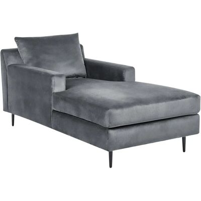 Beliani Chaise Lounge de Terciopelo Gris - Sofá Beliani Chaise Lounge de Terciopelo Gris - Sofá