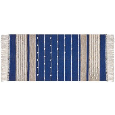 Alfombra de algodón Beliani - Azul Beige - 80x150cm Diseño Modern Alfombra de algodón Beliani - Azul Beige - 80x150cm Diseño Modern