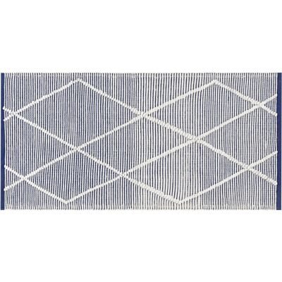 Alfombra de algodón blanco y azul 80x150cm Tejido a mano Moderna Alfombra de algodón blanco y azul 80x150cm Tejido a mano Moderna