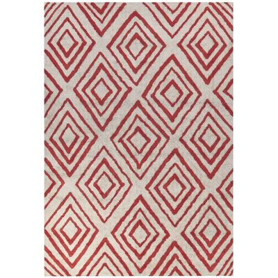 Alfombra de algodón roja y blanca Beliani 160x230cm Geométrica Moderna Alfombra de algodón roja y blanca Beliani 160x230cm Geométrica Moderna