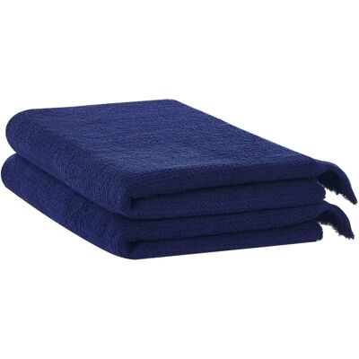Set di 2 asciugamani di spugna di cotone blu marino Beliani Set di 2 asciugamani di spugna di cotone blu marino Beliani