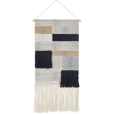 Beliani Seinäänripustettava Beige ja Musta Puuvilla - Boho Tyyli Beliani Seinäänripustettava Beige ja Musta Puuvilla - Boho Tyyli