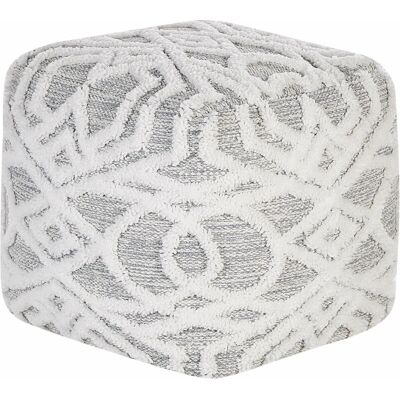 Beliani Pouffe Grau Weiß Baumwolle Polyester - Pouf, 40x40 cm, Geometrisches Muster Beliani Pouffe Grau Weiß Baumwolle Polyester - Pouf, 40x40 cm, Geometrisches Muster