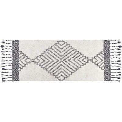 Alfombra de algodón blanca y negra 80 x 150 cm - Diseño geométrico moderno Alfombra de algodón blanca y negra 80 x 150 cm - Diseño geométrico moderno