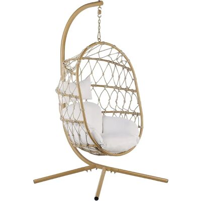 Fauteuil Suspendu Beliani Beige avec Support - Fauteuil Suspendu avec Support - Forme d'Œuf - Publicité Fauteuil Suspendu Beliani Beige avec Support - Fauteuil Suspendu avec Support - Forme d'Œuf - Publicité