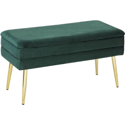 Beliani Banc de Rangement en Velours Vert Foncé - Banc de Stockage - Publicité Beliani Banc de Rangement en Velours Vert Foncé - Banc de Stockage - Publicité