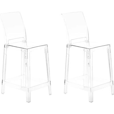Beliani Ensemble de 2 Chaises de Bar en Polycarbonate Transparent - Publicité Beliani Ensemble de 2 Chaises de Bar en Polycarbonate Transparent - Publicité