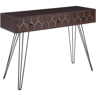 Beliani Table Console MALSALA - 3 Tiroirs Bois Foncé Style Industriel - Publicité Beliani Table Console MALSALA - 3 Tiroirs Bois Foncé Style Industriel - Publicité
