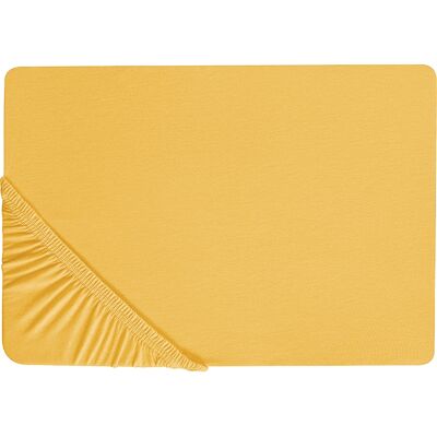 Beliani Puuvillainen Fitted Sheet Sinappi 140x200 cm Beliani Puuvillainen Fitted Sheet Sinappi 140x200 cm
