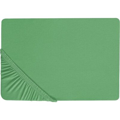 Beliani Cotton Fitted Sheet Green JANBU - Fitted Sheet Beliani Cotton Fitted Sheet Green JANBU - Fitted Sheet
