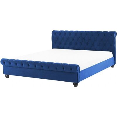 Beliani Vesipatja AVALLON Tummansininen Sametti King Size - Vesipatja Beliani Vesipatja AVALLON Tummansininen Sametti King Size - Vesipatja