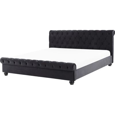 Beliani Vesipeti Musta Sammetti - Super King - Waterbed Beliani Vesipeti Musta Sammetti - Super King - Waterbed