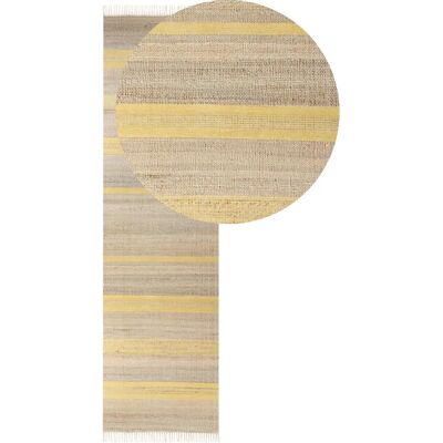 Beliani Alfombra de Yute Beige y Amarillo 80x300 - Alfombra de Pasillo Beliani Alfombra de Yute Beige y Amarillo 80x300 - Alfombra de Pasillo
