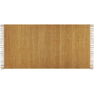 Alfombra de Yute Mostaza Beliani - 80x150cm Boho Hecha a Mano Alfombra de Yute Mostaza Beliani - 80x150cm Boho Hecha a Mano