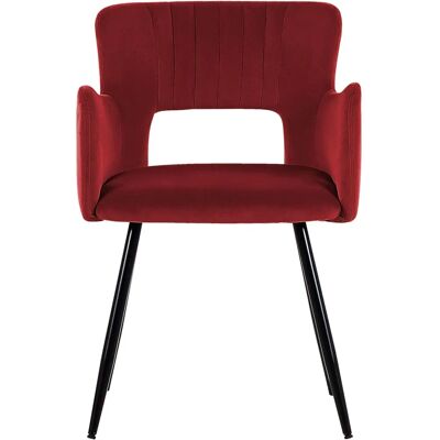 Ensemble de 2 Chaises de Salle à Manger Velours Rouge Foncé - Chaises de Salle à Manger - Publicité Ensemble de 2 Chaises de Salle à Manger Velours Rouge Foncé - Chaises de Salle à Manger - Publicité