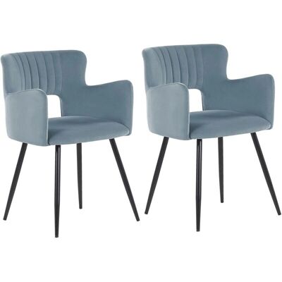 Ensemble de 2 Chaises de Salle à Manger en Velours Bleu Clair - Chaises de Salle à Manger - Publicité Ensemble de 2 Chaises de Salle à Manger en Velours Bleu Clair - Chaises de Salle à Manger - Publicité