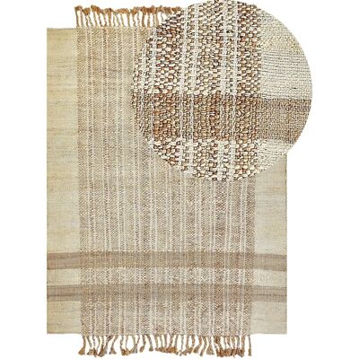 Alfombra de Yute Beliani - 160x230cm - Patrón Geométrico Natural Alfombra de Yute Beliani - 160x230cm - Patrón Geométrico Natural