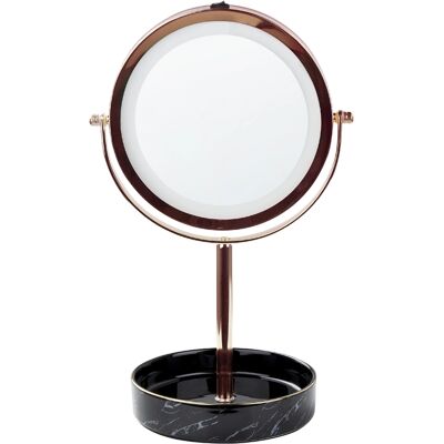 Specchio da Trucco Rose Gold Beliani - Doppio Faccia LED 1x/5x - Ferro & Ceramica Specchio da Trucco Rose Gold Beliani - Doppio Faccia LED 1x/5x - Ferro & Ceramica