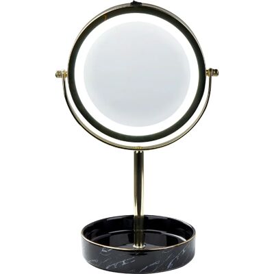 Beliani Make-up Spiegel Schwarz-Gold LED 26cm Beliani Make-up Spiegel Schwarz-Gold LED 26cm