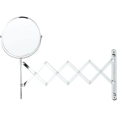 Beliani Silver Wall-Mounted Extending Magnifying Makeup Mirror - Bathroom Accessories Beliani Silver Wall-Mounted Extending Magnifying Makeup Mirror - Bathroom Accessories