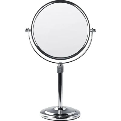 Beliani Espejo de Maquillaje Plata Metal ø 20 Espejo Reversible Doble Cara Ampliación Beliani Espejo de Maquillaje Plata Metal ø 20 Espejo Reversible Doble Cara Ampliación