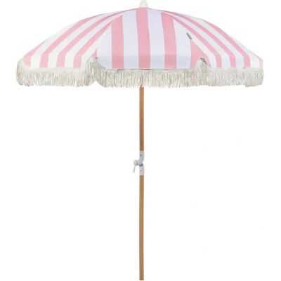 Beliani Garden Parasol Pink White UV Resistant 150cm Retro Outdoor Umbrella Beliani Garden Parasol Pink White UV Resistant 150cm Retro Outdoor Umbrella