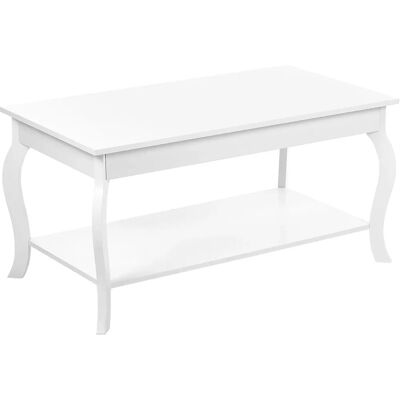 Table Basse Beliani MDF Blanc 101 x 55 cm avec Étagère - Table à Café - Publicité Table Basse Beliani MDF Blanc 101 x 55 cm avec Étagère - Table à Café - Publicité