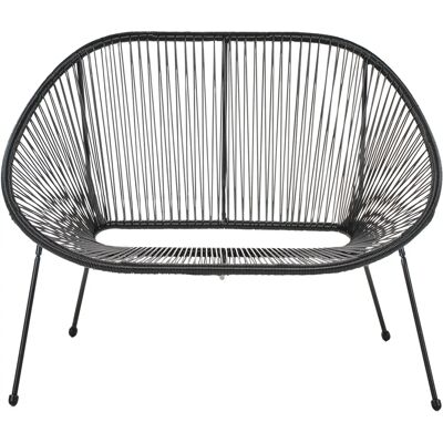 Beliani puutarhapenkki musta PE rattan teräs 114 cm - Puutarhapenki Beliani puutarhapenkki musta PE rattan teräs 114 cm - Puutarhapenki
