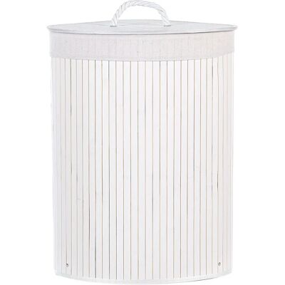 Cesta de Bambú Blanca con Tapa Beliani - Canasta de ropa y accesorios Cesta de Bambú Blanca con Tapa Beliani - Canasta de ropa y accesorios