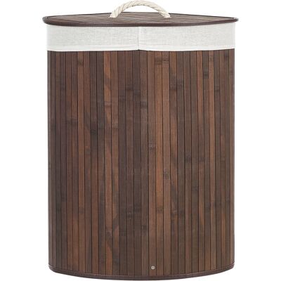 Cesta de almacenamiento de bambú madera oscura con tapa Beliani - Cesta de ropa Cesta de almacenamiento de bambú madera oscura con tapa Beliani - Cesta de ropa