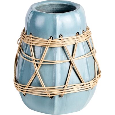 Vase décorative en céramique artisanale Beliani KAMERING - 27cm Bleu - Publicité Vase décorative en céramique artisanale Beliani KAMERING - 27cm Bleu - Publicité