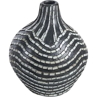Vase décoratif en céramique et terre cuite fait main - 35cm - Noir et blanc - Publicité Vase décoratif en céramique et terre cuite fait main - 35cm - Noir et blanc - Publicité