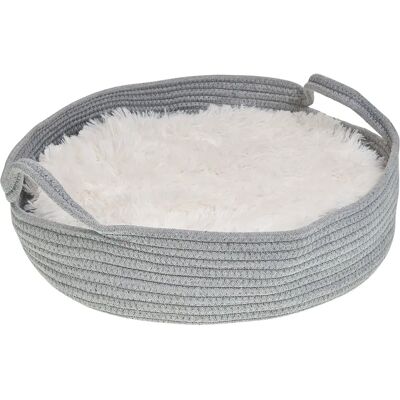 Beliani Lemmikkieläinten peti harmaa puuvilla ja polyesteri ø 45 cm kahvoilla - Pyöreä muoto Beliani Lemmikkieläinten peti harmaa puuvilla ja polyesteri ø 45 cm kahvoilla - Pyöreä muoto