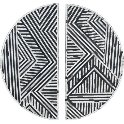 Décoration murale Beliani Motif géométrique Noir et Blanc Demi cercles en verre Moderne Minimaliste - Publicité Décoration murale Beliani Motif géométrique Noir et Blanc Demi cercles en verre Moderne Minimaliste - Publicité