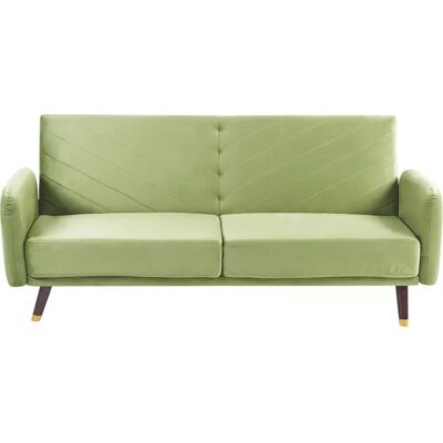 Beliani Sofá Cama Verde Oliva de Terciopelo - Salón Moderno 3 Plazas Beliani Sofá Cama Verde Oliva de Terciopelo - Salón Moderno 3 Plazas