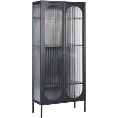 Vitrina de Acero Negro Beliani - Diseño Industrial Moderno Vitrina de Acero Negro Beliani - Diseño Industrial Moderno