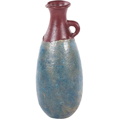 Beliani - Vase décoratif en terre cuite bleu et marron fait main - 50cm - Publicité Beliani - Vase décoratif en terre cuite bleu et marron fait main - 50cm - Publicité