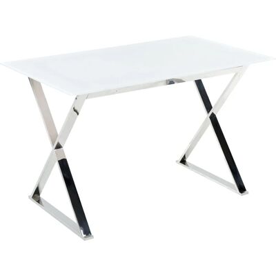 Table en verre blanc Beliani - Rectangulaire 120x70cm - Publicité Table en verre blanc Beliani - Rectangulaire 120x70cm - Publicité