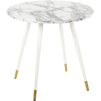 Table à manger ronde effet marbre blanc - Table à manger - Publicité Table à manger ronde effet marbre blanc - Table à manger - Publicité