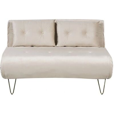 Sofá Cama Beige de Terciopelo Glamour 2 Plazas Sofá Cama Beige de Terciopelo Glamour 2 Plazas