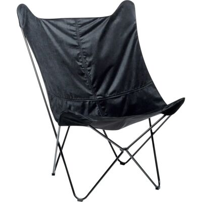 Sillón Beliani Terciopelo Negro con Patas en Metal y Diseño Mariposa - Sillón Sillón Beliani Terciopelo Negro con Patas en Metal y Diseño Mariposa - Sillón