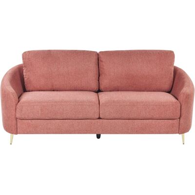 Sofá Rosa de Tela con Patas Doradas 3 Plazas Beliani - Sofá Sofá Rosa de Tela con Patas Doradas 3 Plazas Beliani - Sofá