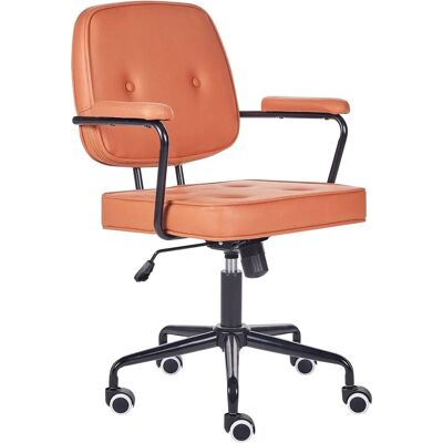 Chaise de Bureau Orange en Cuir Synthétique Pivotante Hauteur Réglable - Siège de Bureau - Publicité Chaise de Bureau Orange en Cuir Synthétique Pivotante Hauteur Réglable - Siège de Bureau - Publicité