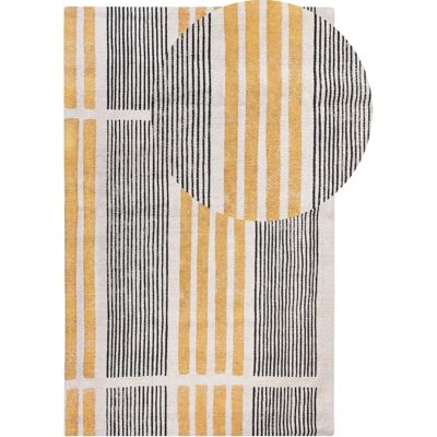 Tapis en Coton Beliani Jaune et Noir 140x200cm Motif Boho - Publicité Tapis en Coton Beliani Jaune et Noir 140x200cm Motif Boho - Publicité