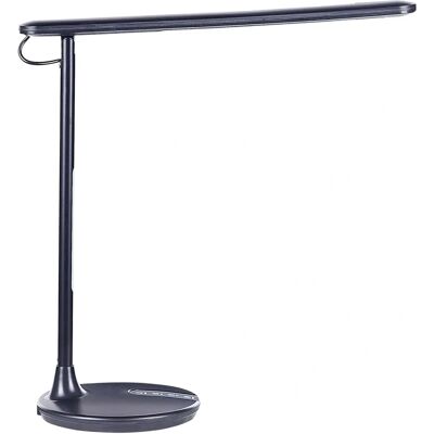 Beliani Schreibtisch-LED-Lampe Metall Aluminium Schwarz mit Basis Doppelt Dimmen Touch-Schalter Büro Studie Beliani Schreibtisch-LED-Lampe Metall Aluminium Schwarz mit Basis Doppelt Dimmen Touch-Schalter Büro Studie