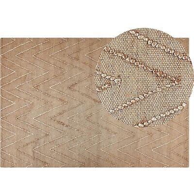 Alfombra de Yute Beliani - Patrón geométrico - 140x200cm - Beige - Rectangular - Hecha a mano - Dormitorio Sala Alfombra de Yute Beliani - Patrón geométrico - 140x200cm - Beige - Rectangular - Hecha a mano - Dormitorio Sala