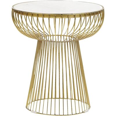 Table d'appoint Beliani Plateau en marbre blanc et métal doré - 48x42cm - Publicité Table d'appoint Beliani Plateau en marbre blanc et métal doré - 48x42cm - Publicité