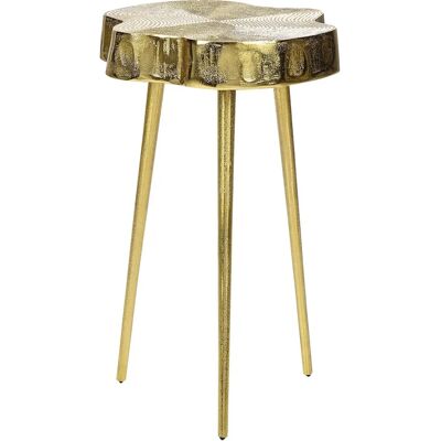 Beliani Table d'Appoint Dorée - Effet Bois Metal - Publicité Beliani Table d'Appoint Dorée - Effet Bois Metal - Publicité